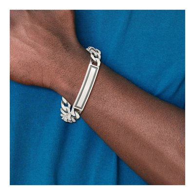 Sterling Silver Curb Link ID Bracelet – view 6