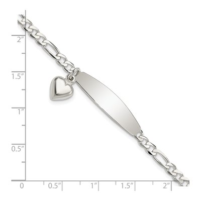 Sterling Silver Figaro Heart Dangle ID Bracelet – view 5