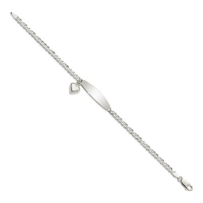 Sterling Silver Curb Link Heart ID Bracelet – view 3