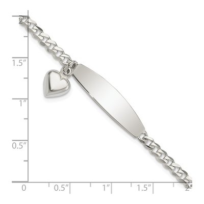 Sterling Silver Curb Link Heart ID Bracelet – view 5