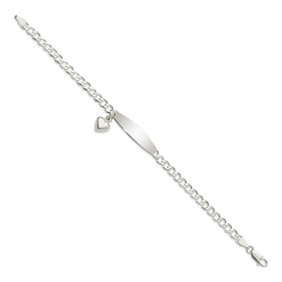 Sterling Silver Curb Link Heart ID Bracelet – view 3