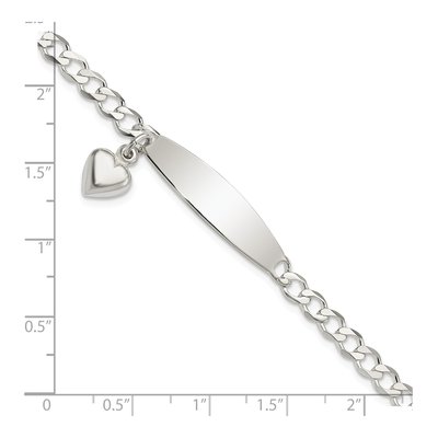 Sterling Silver Curb Link Heart ID Bracelet – view 5