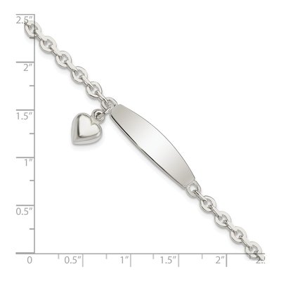 Sterling Silver Rolo Heart Dangle ID Bracelet – view 5