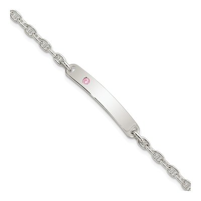 Sterling Silver CZ ID Bracelet