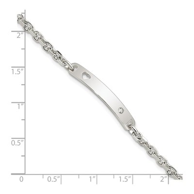 Sterling Silver CZ Heart ID Bracelet – view 3