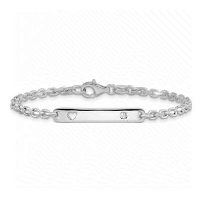 Sterling Silver CZ Heart ID Bracelet – view 4