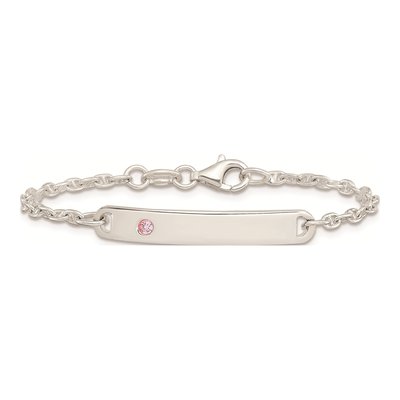 Sterling Silver CZ Girl's ID Bracelet – view 4
