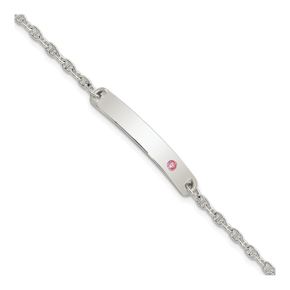 Sterling Silver CZ Girl's ID Bracelet