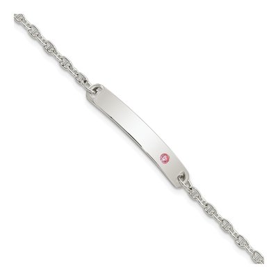 Sterling Silver CZ Girl's ID Bracelet