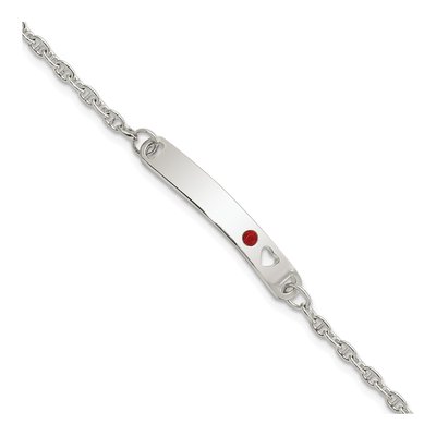 Sterling Silver CZ Girls' ID Bracelet