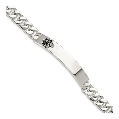 Sterling Silver Fleur-De-Lis ID Bracelet – view 3