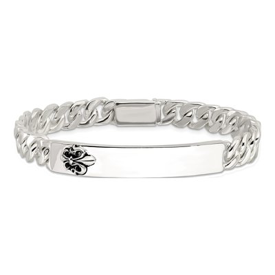 Sterling Silver Fleur-De-Lis ID Bracelet – view 4