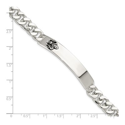 Sterling Silver Fleur-De-Lis ID Bracelet – view 5