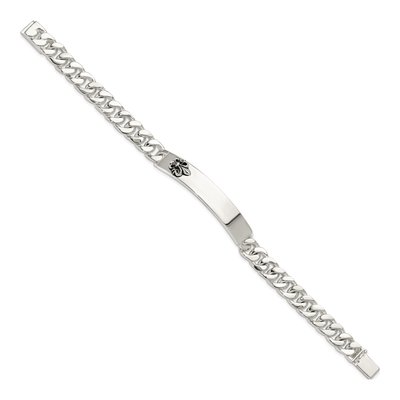 Sterling Silver Fleur-De-Lis ID Bracelet