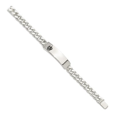 Sterling Silver Antiqued Fleur-De-Lis ID Bracelet – view 3