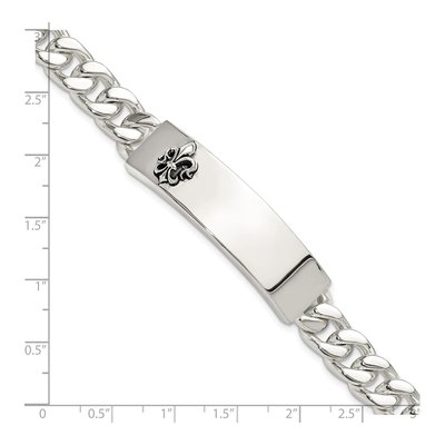 Sterling Silver Antiqued Fleur-De-Lis ID Bracelet – view 5