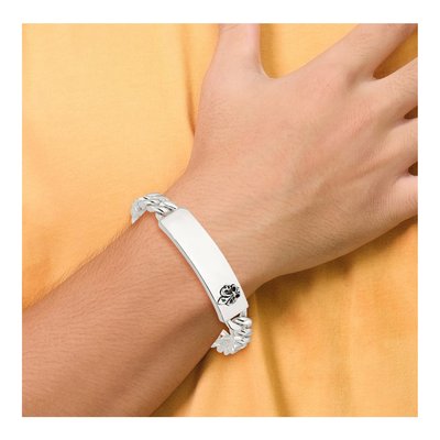 Sterling Silver Antiqued Fleur-De-Lis ID Bracelet – view 6