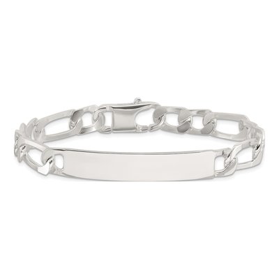 Sterling Silver Figaro ID Bracelet – view 3