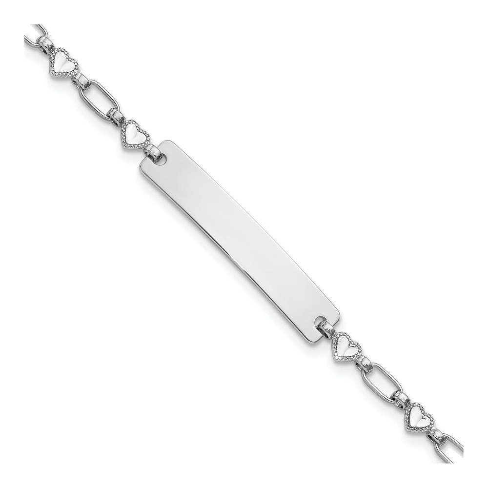 Sterling Silver Hearts ID Bracelet