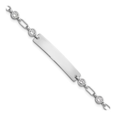 Sterling Silver CZ ID Bracelet