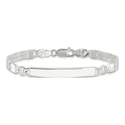 Sterling Silver Curb Link ID Bracelet – view 4