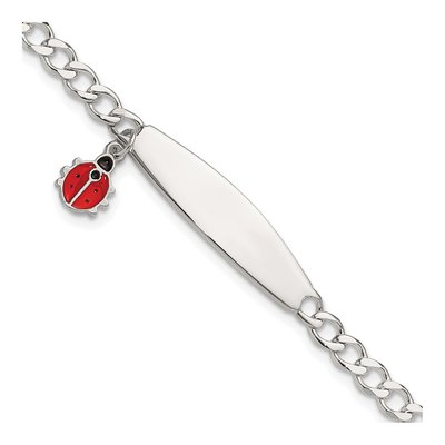 Sterling Silver Ladybug ID Bracelet