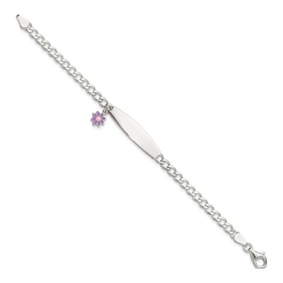 Sterling Silver Enamel Flower Kids' ID Bracelet – view 2
