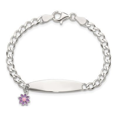 Sterling Silver Enamel Flower Kids' ID Bracelet – view 4