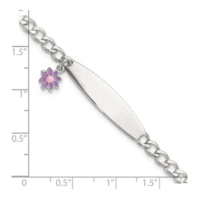 Sterling Silver Enamel Flower Kids' ID Bracelet – view 5