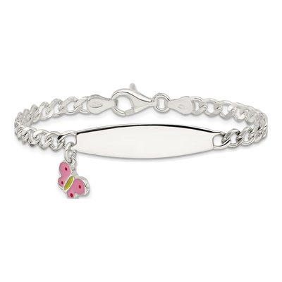 Sterling Silver Girl's Butterfly ID Bracelet – view 4