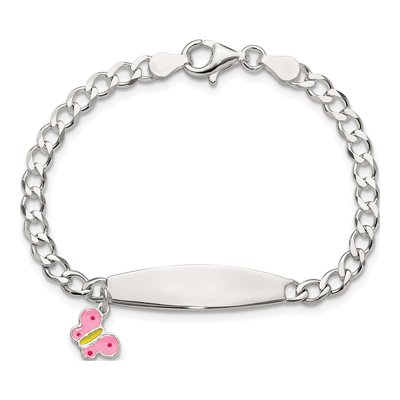 Sterling Silver Girl's Butterfly ID Bracelet – view 5