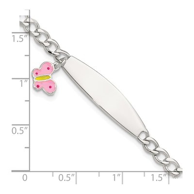 Sterling Silver Girl's Butterfly ID Bracelet – view 6