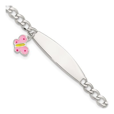 Sterling Silver Girl's Butterfly ID Bracelet