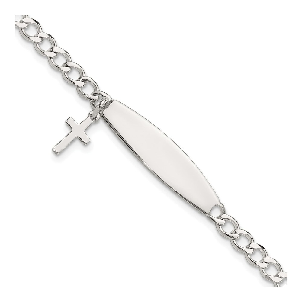 Sterling Silver Cross ID Bracelet