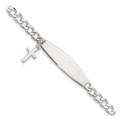 Sterling Silver Cross ID Bracelet