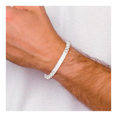 Sterling Silver Fancy Link ID Bracelet – view 7