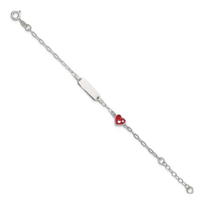 Sterling Silver Kids' Red Enamel ID Bracelet – view 3