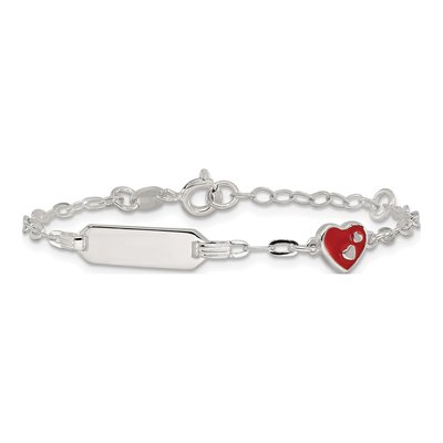 Sterling Silver Kids' Red Enamel ID Bracelet – view 4