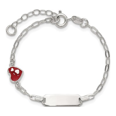 Sterling Silver Kids' Red Enamel ID Bracelet – view 5