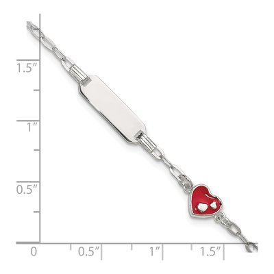 Sterling Silver Kids' Red Enamel ID Bracelet – view 6