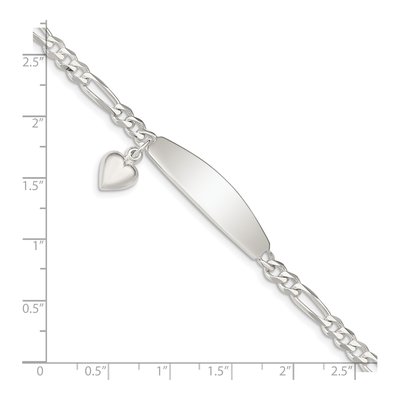Sterling Silver Heart Figaro ID Bracelet – view 5