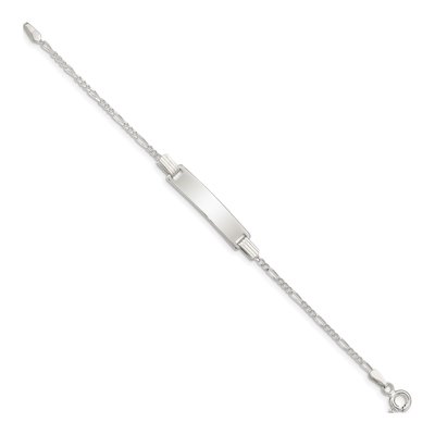 Sterling Silver Kids' ID Figaro Bracelet – view 3