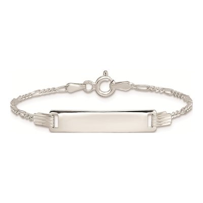Sterling Silver Kids' ID Figaro Bracelet – view 4