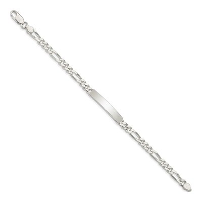 Sterling Silver Figaro ID Bracelet – view 3
