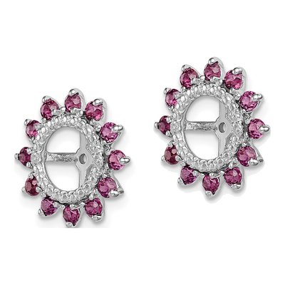 Sterling Silver Rhodolite Garnet & Diamond Jacket Earring Jackets – view 4