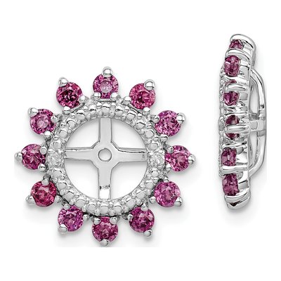 Sterling Silver Rhodolite Garnet & Diamond Jacket Earring Jackets