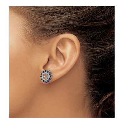Sterling Silver Lab-Created Sapphire & Diamond Jacket Earring Jackets – view 5