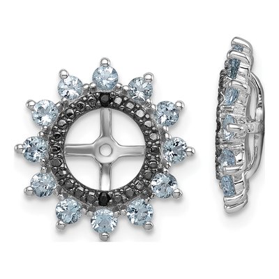 Sterling Silver Aquamarine & Sapphire Earring Jackets