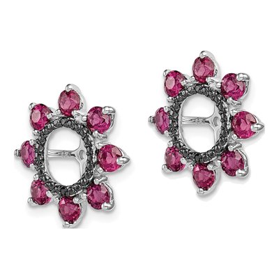 Sterling Silver Rhodolite Garnet & Sapphire Jacket Earring Jackets – view 4