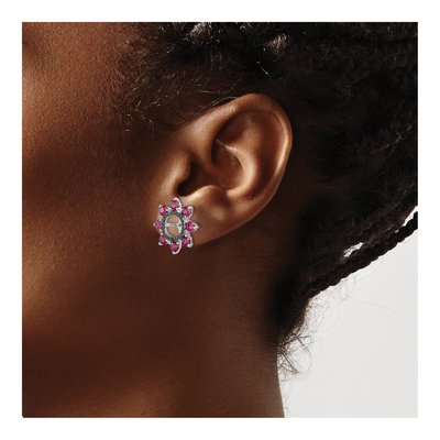 Sterling Silver Rhodolite Garnet & Sapphire Jacket Earring Jackets – view 5